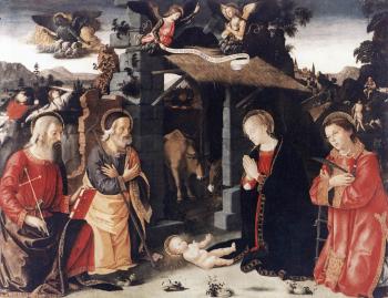 Romano Antoniazzo : Nativity with Sts Lawrence and Andrew